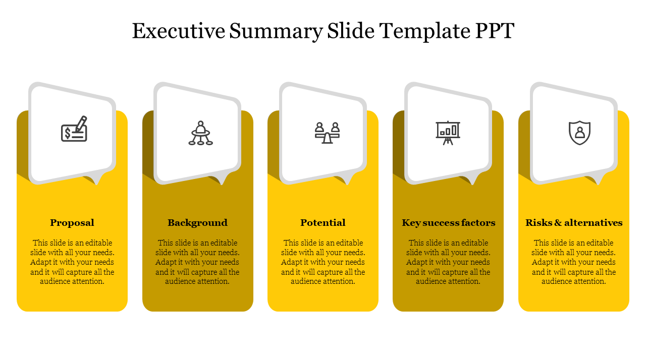 executive summary slide template ppt-Yellow